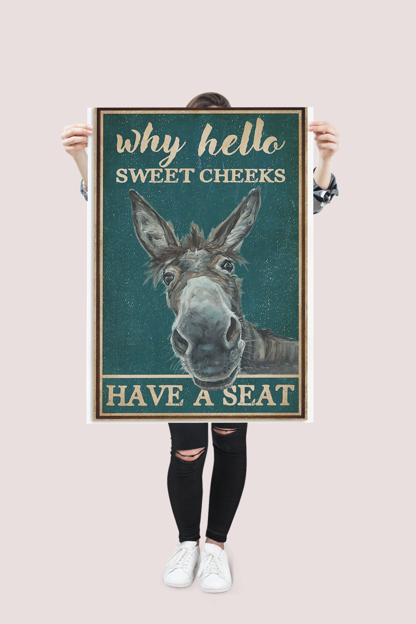 Donkey Retro teal why hello sweet cheeks poster 4 Donkey Retro teal why hello sweet cheeks poster
