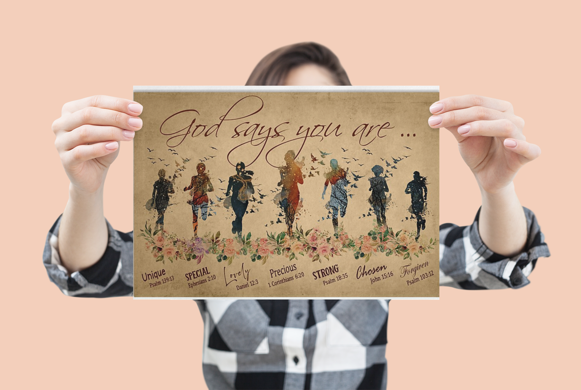 Running Woman God says you are unique special lovely precious strong chosen poster 3 Running Woman God says you are unique special lovely precious strong chosen poster