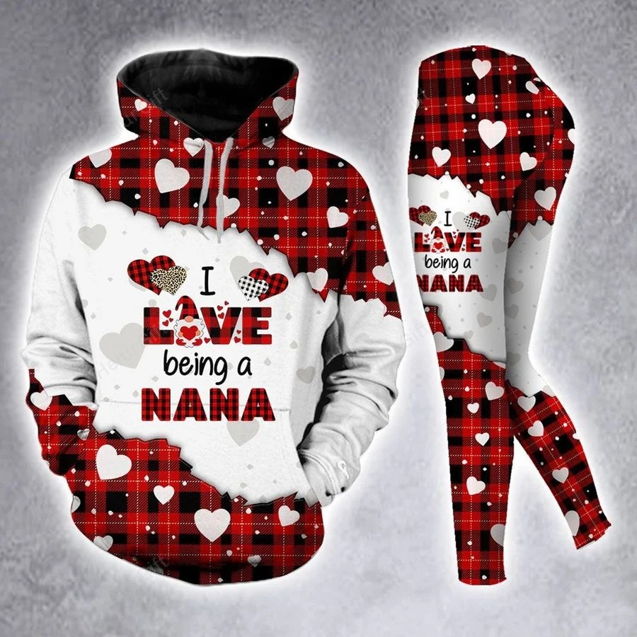 I love being a nana custom name 3D hoodie and legging3