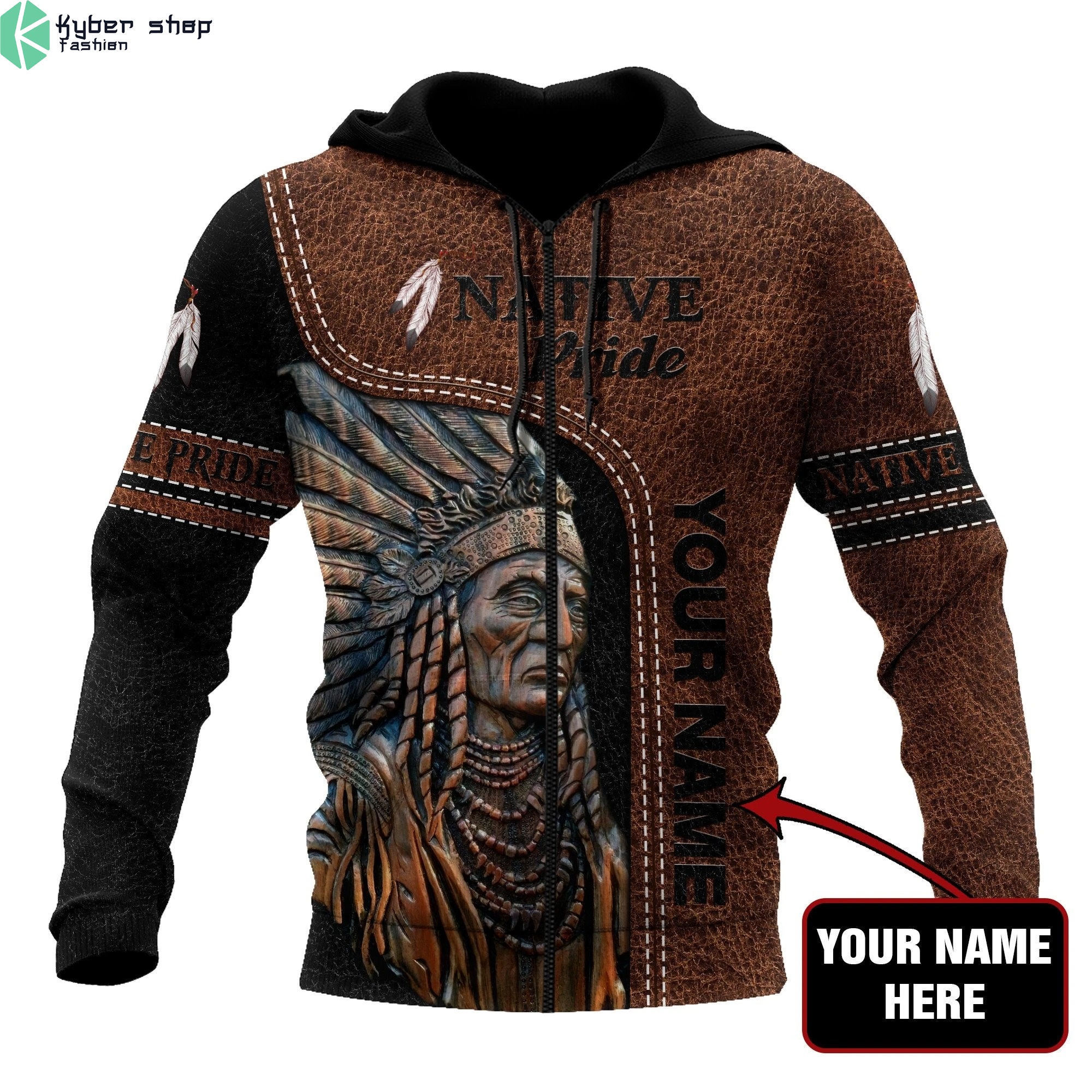 Native pride custom name 3D hoodie zip