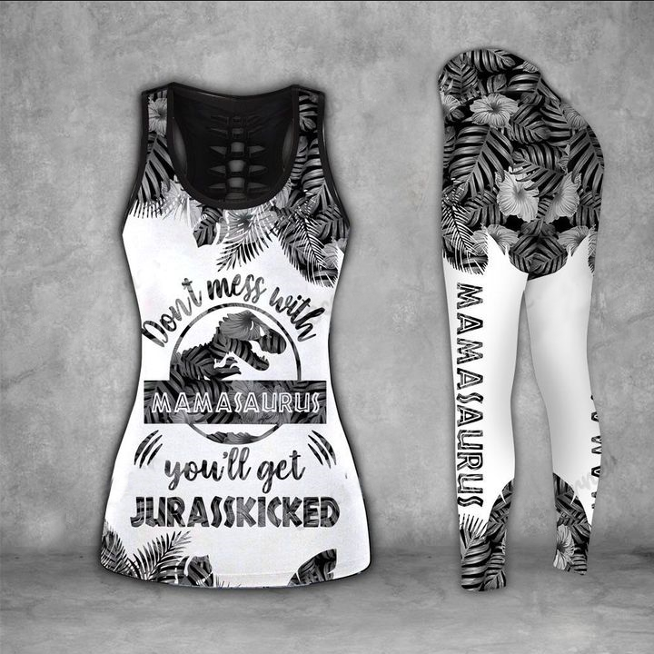 Dont miss with mamasaurus youll get jarasskicked gray 3D hoodie and legging1