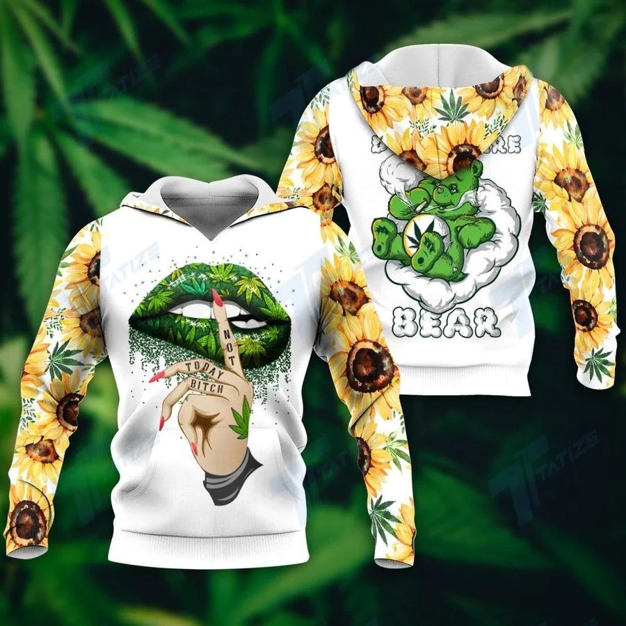 Weed dont care bear not today bitch hoodie and legging