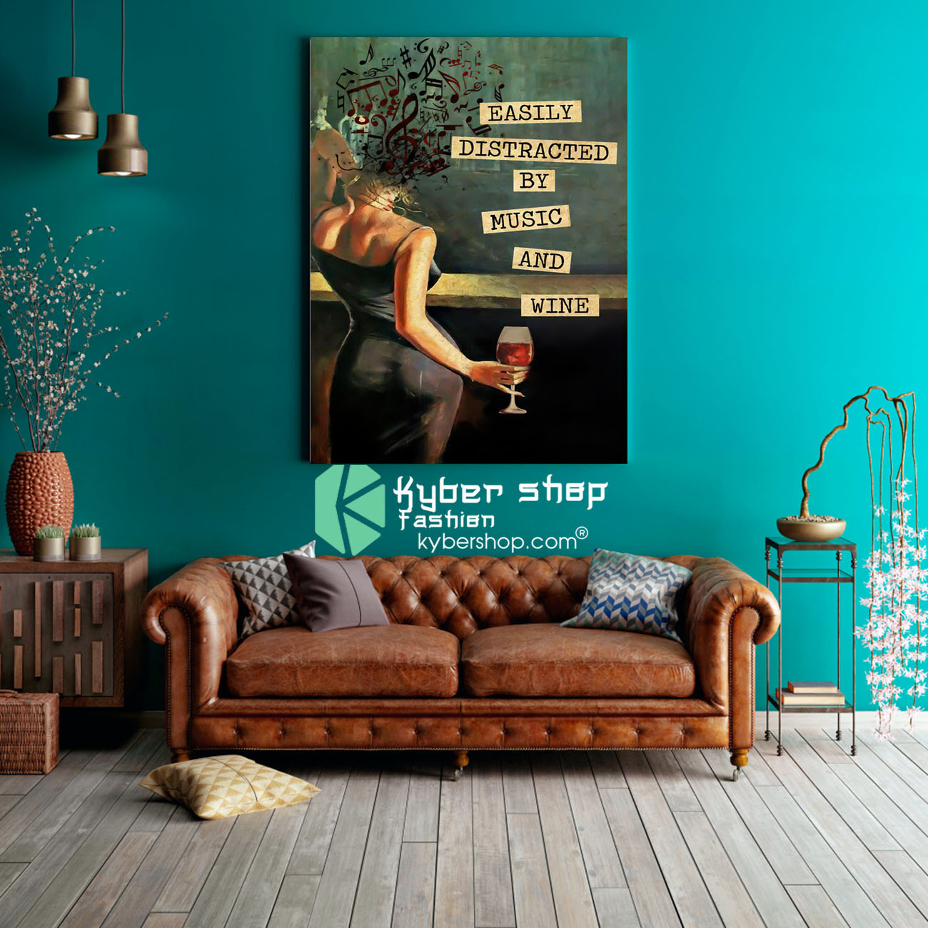 Vintage easily distracted by music and wine poster 7