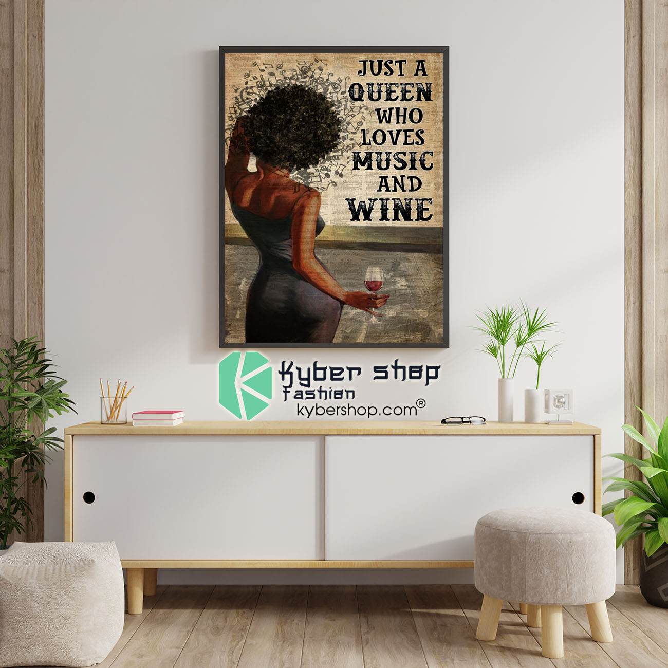 Black girl Just a queen who loves music and wine poster9