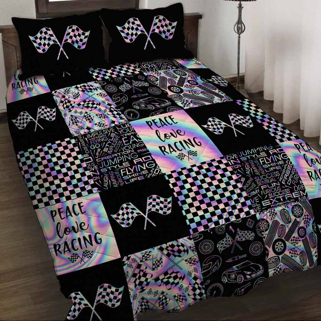 Peace love racing bedding set