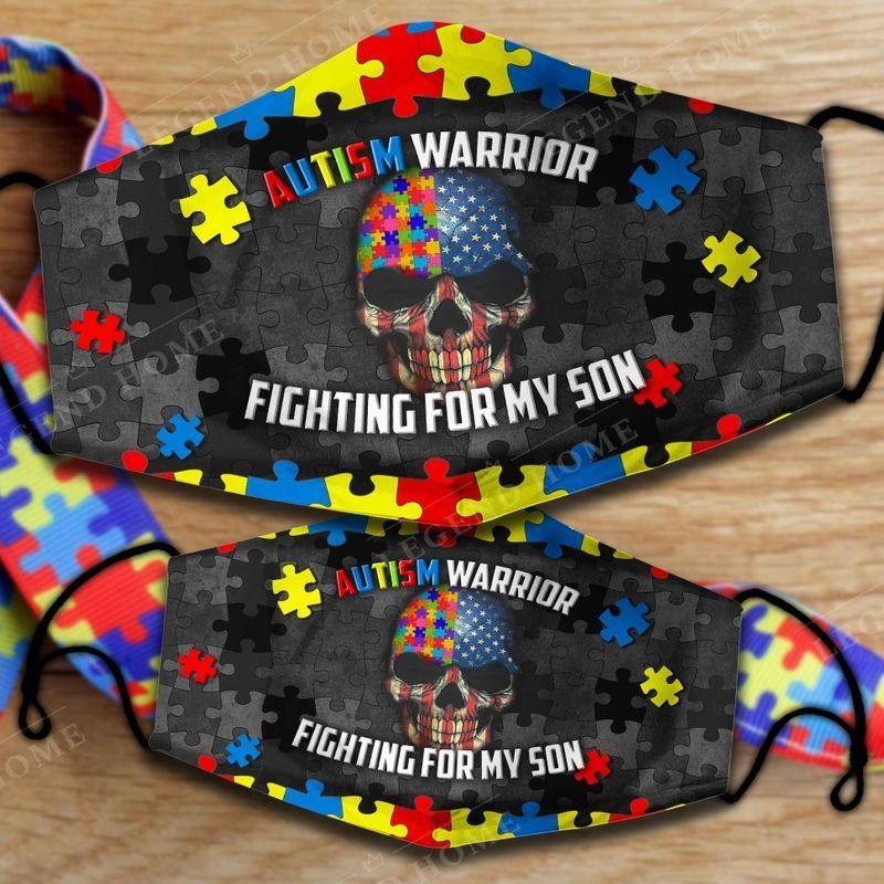 Autism warrior fighting for my son facemask 3 Autism warrior fighting for my son facemask