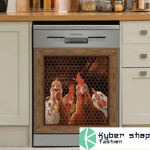 Rooster chicken decor kitchen dishwasher