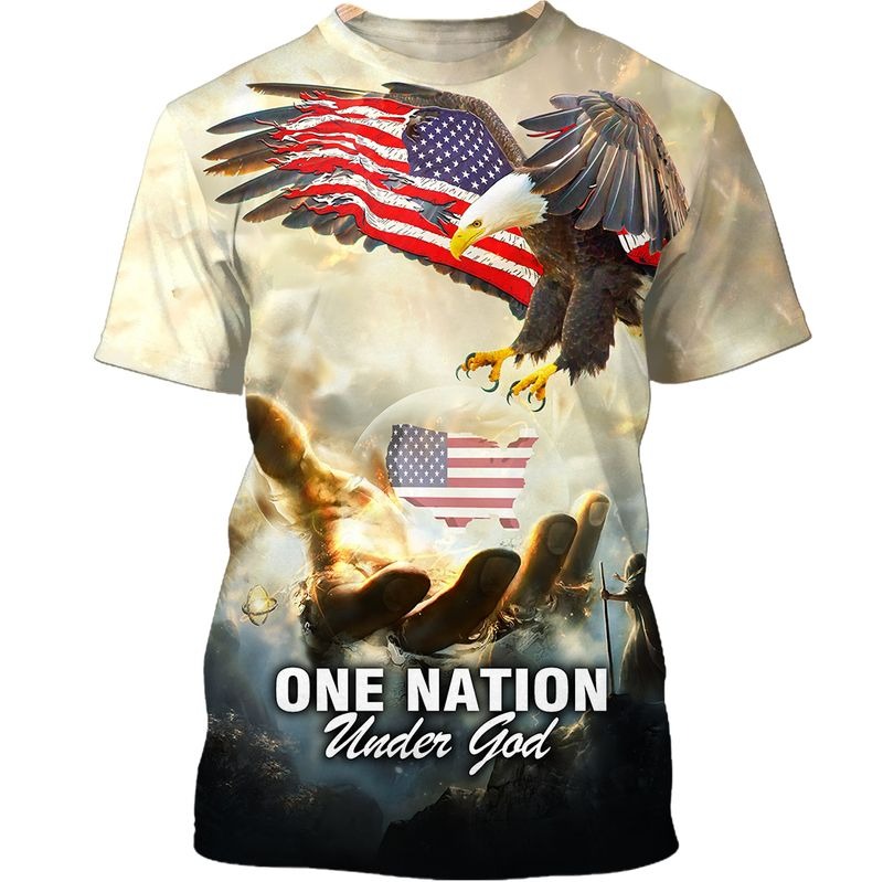 One nation American eagle under god 3D hoodie shirt
