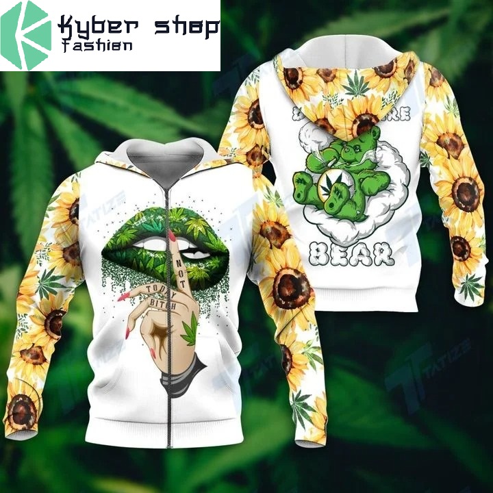 Weed dont care bear 3D hoodie zip
