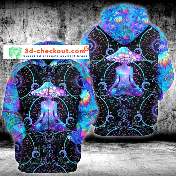 Psychedelic yoga magic mushroom 3D hoodie zip