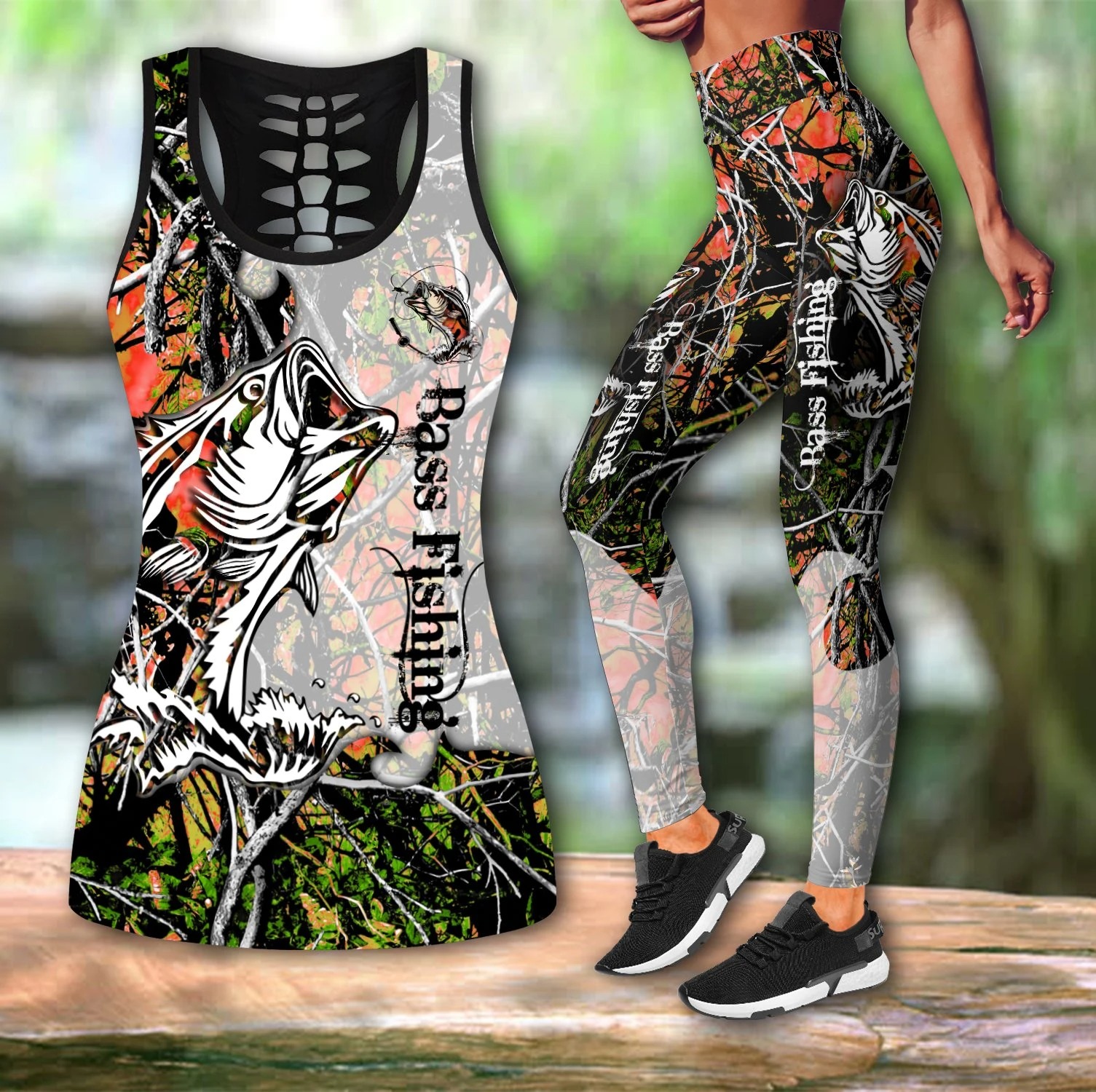 Bass fishing legging and tank top 3 Bass fishing legging and tank top