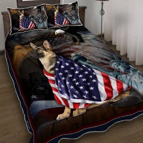 German Shepherd American Patriot Quilt Bedding set