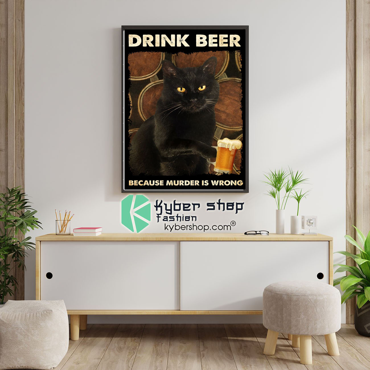 Black cat drink beer because murder is wrong poster 1 Black cat drink beer because murder is wrong poster