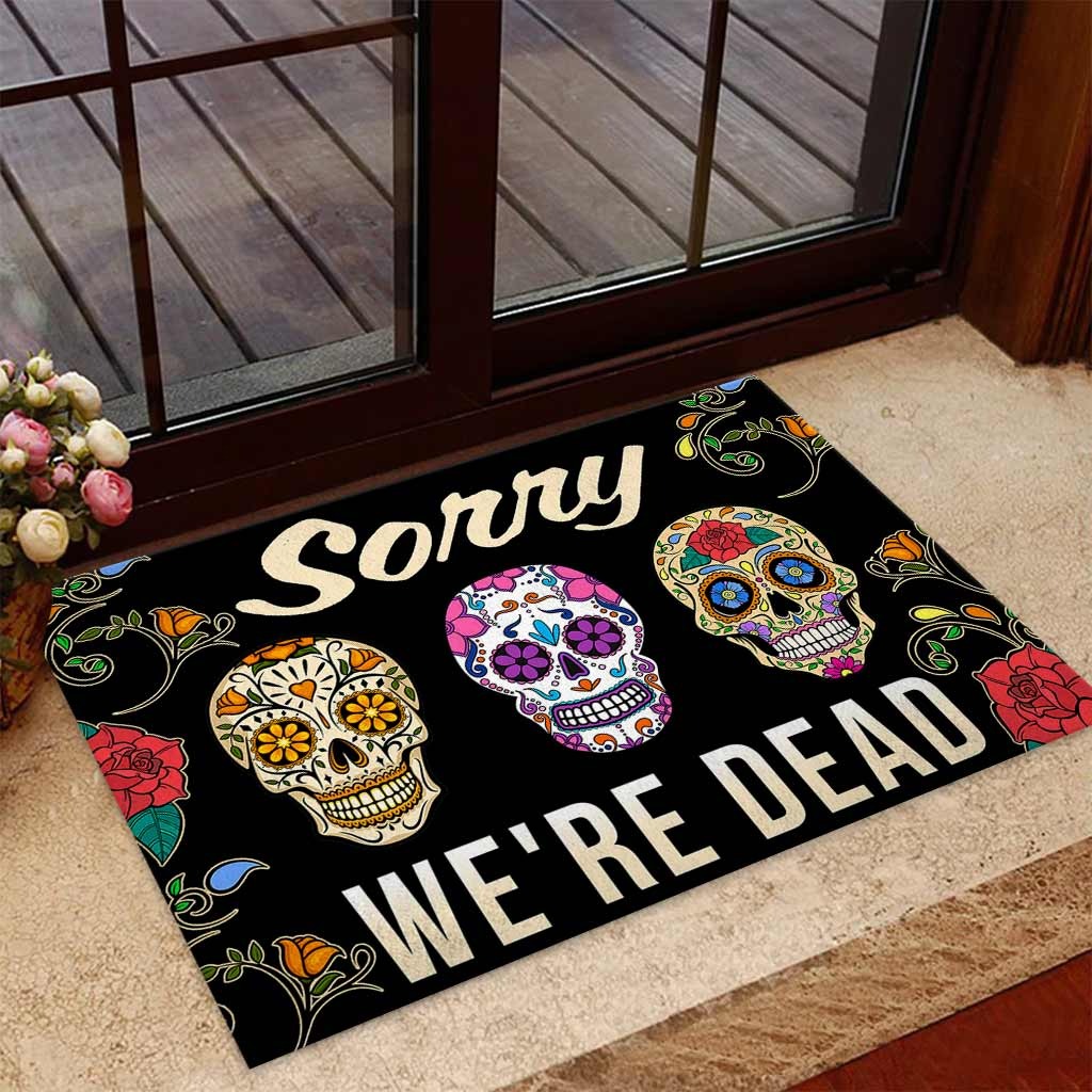 Skull coloful sorry were dead doormat 1