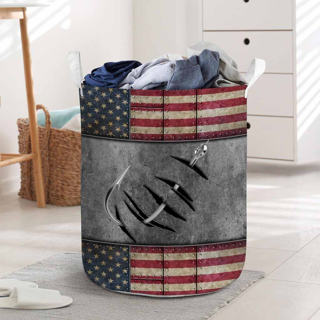 Fishing American flag basket laundry