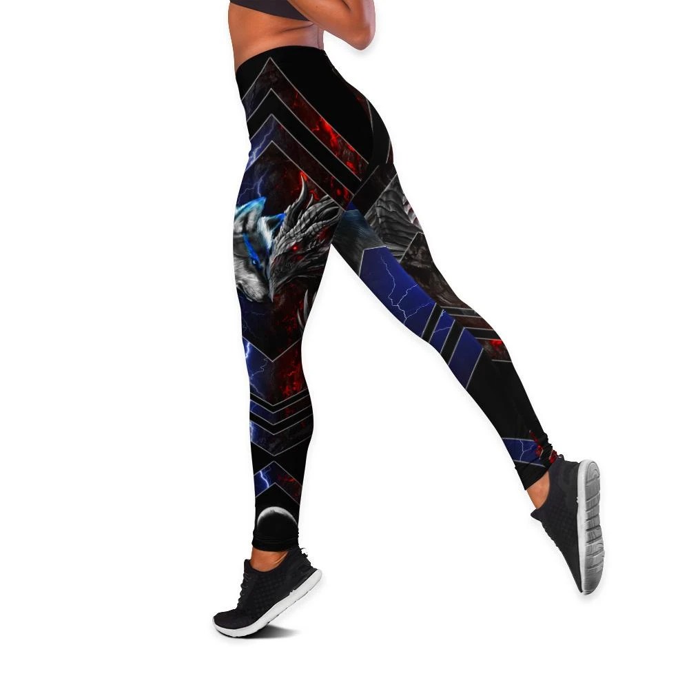 Heart of wolf soul of a dragon bedding set legging