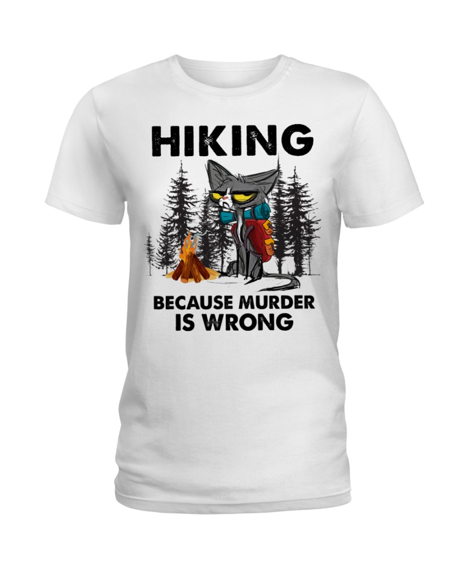Cat Hiking Because Murder Is Wrong Shirt4