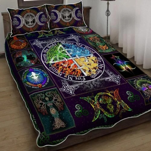 Wiccan witch pagan quilt bedding set