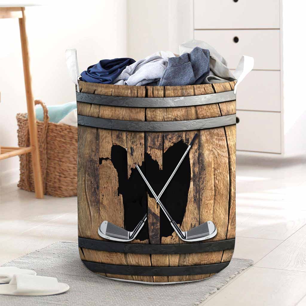 golf faux wood print basket laundry