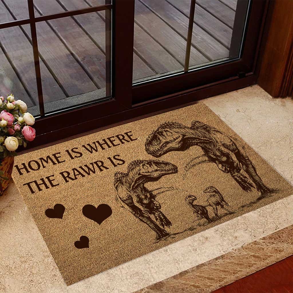 Home is where the rawr is dinosaur doormat 1