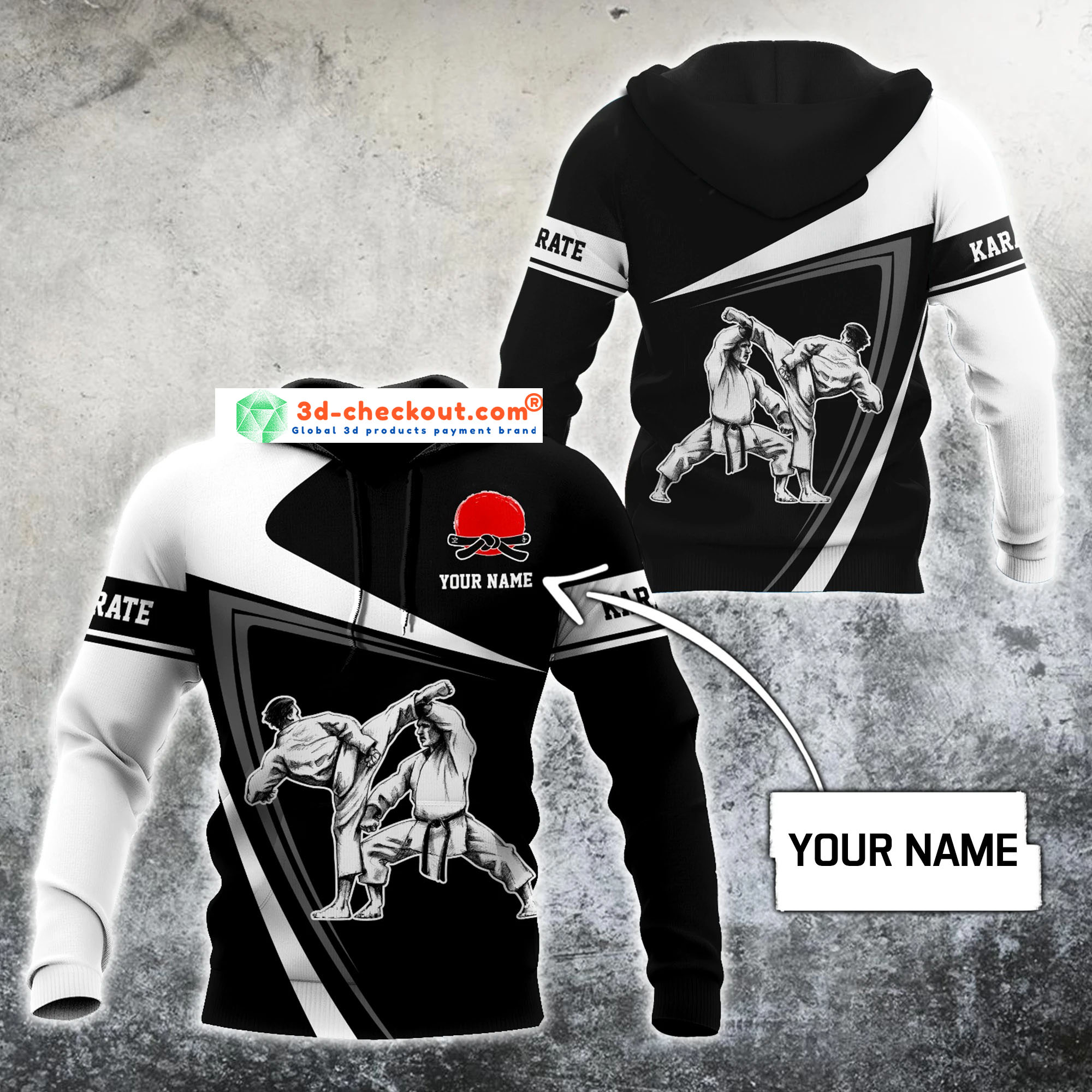 Karate custom name 3D hoodie