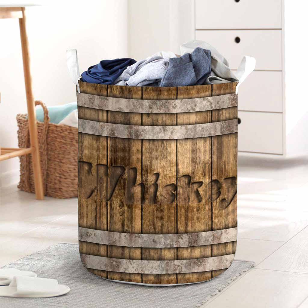 Whiskey faux wood print basket laundry