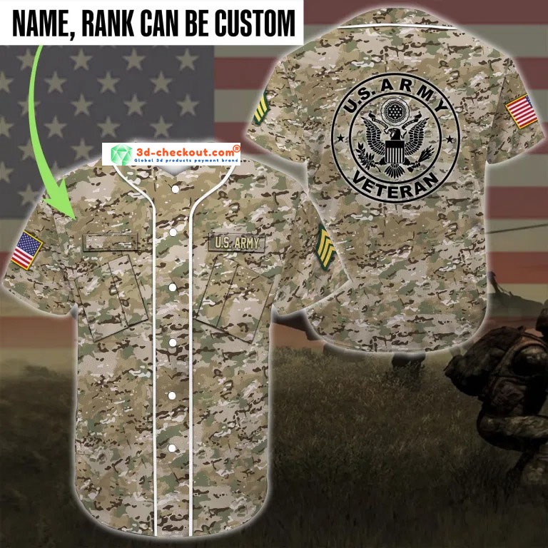 US army veteran custom name Baseball Jersey D