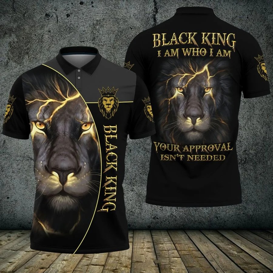 Black lion ling I am who I am your approval isnt needed polo shirt shirt