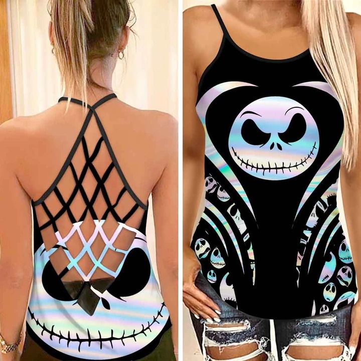 Jack skellington Strappy criss cross tank top camisole
