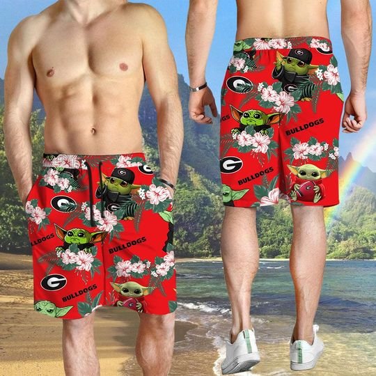 Georgia Bulldogs Yoda Hawaiian And Beach Short 4 Georgia Bulldogs Yoda Hawaiian And Beach Short3