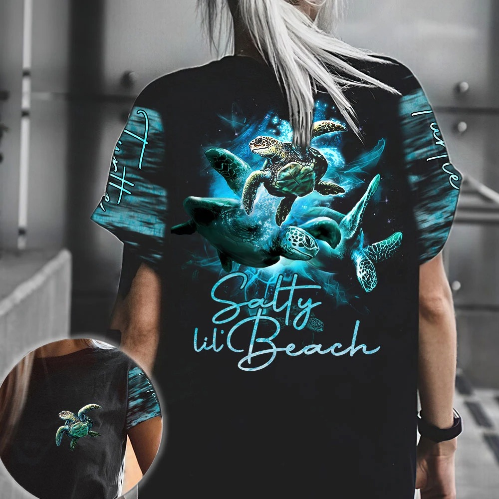 Sea turtle salty lil beach 3D hoodie shirt
