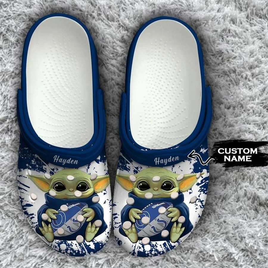 Baby Yoda Indianapolis colts custom name crocs crocband clog