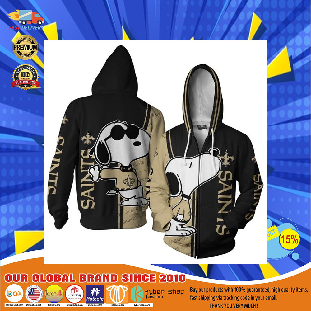 New Orleans Saints Logo Snoopy dog 3d Over Print Hoodie