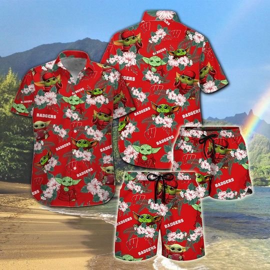 Wisconsin Badgers And Yoda Hawaiian And Beach Short1