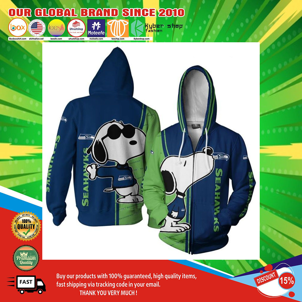 Seattle Seahawks Logo Snoopy dog 3d Over Print Hoodie2