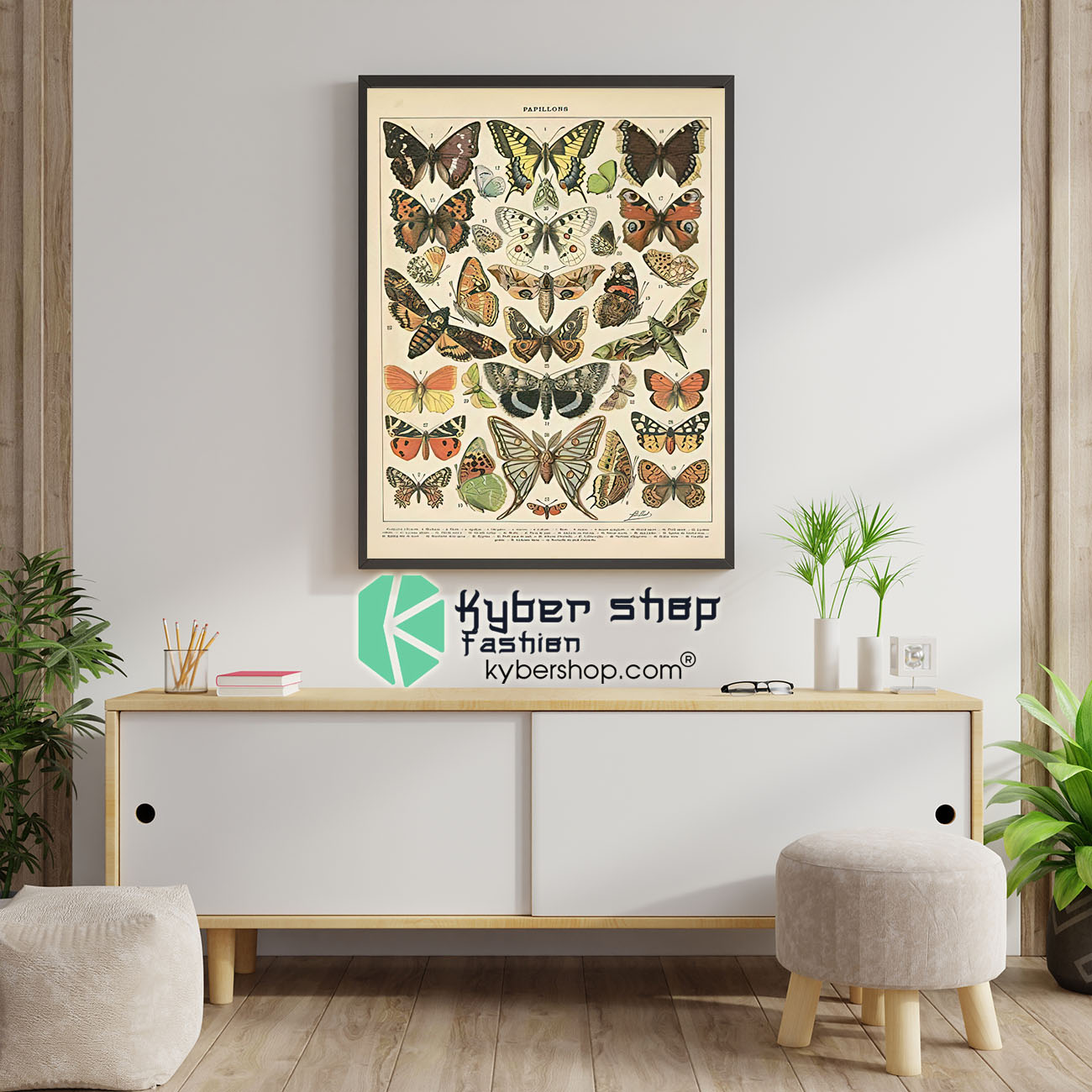 Popular vintage french types of papillons butterflies poster 1