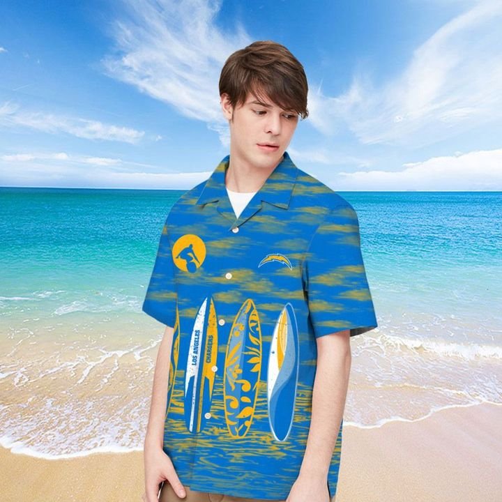 Los Angeles Chargers Hawaiian shirt And Beach SHORT 3 Los Angeles Chargers HAWAIIAN And Beach SHORT1