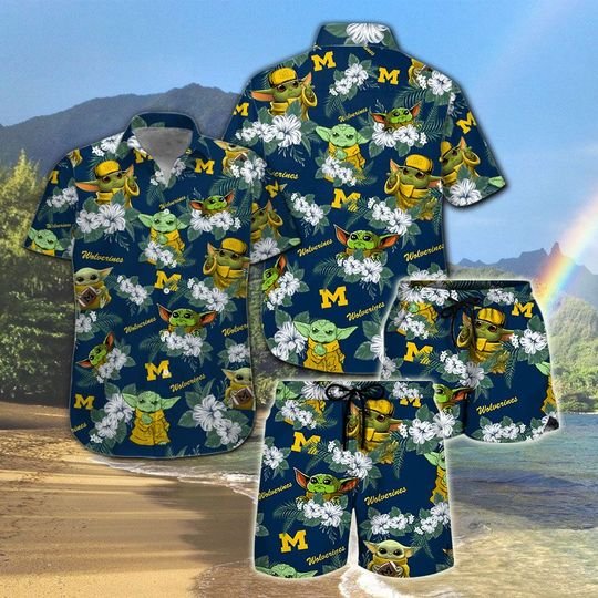 Michigan Wolverines And Yoda Hawaiian And Beach Short1