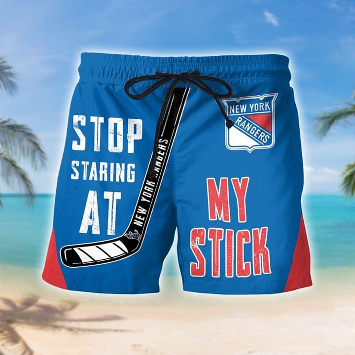 New York Rangers staring at my stick beach short
