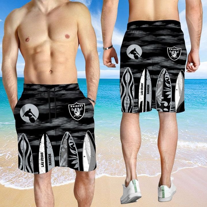 Las Vegas Raiders Hawaiian shirt And Beach SHORT 3 Las Vegas Raiders HAWAIIAN And Beach SHORT3