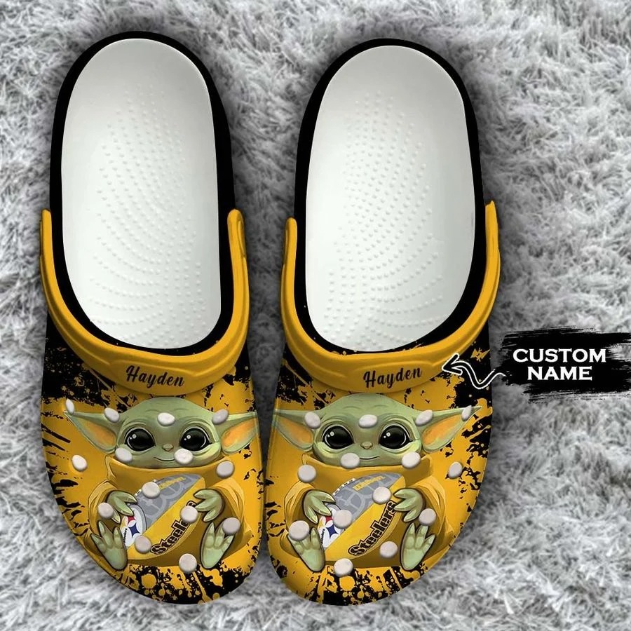 Baby Yoda Pittsburgh steelers custom name crocs crocband clog