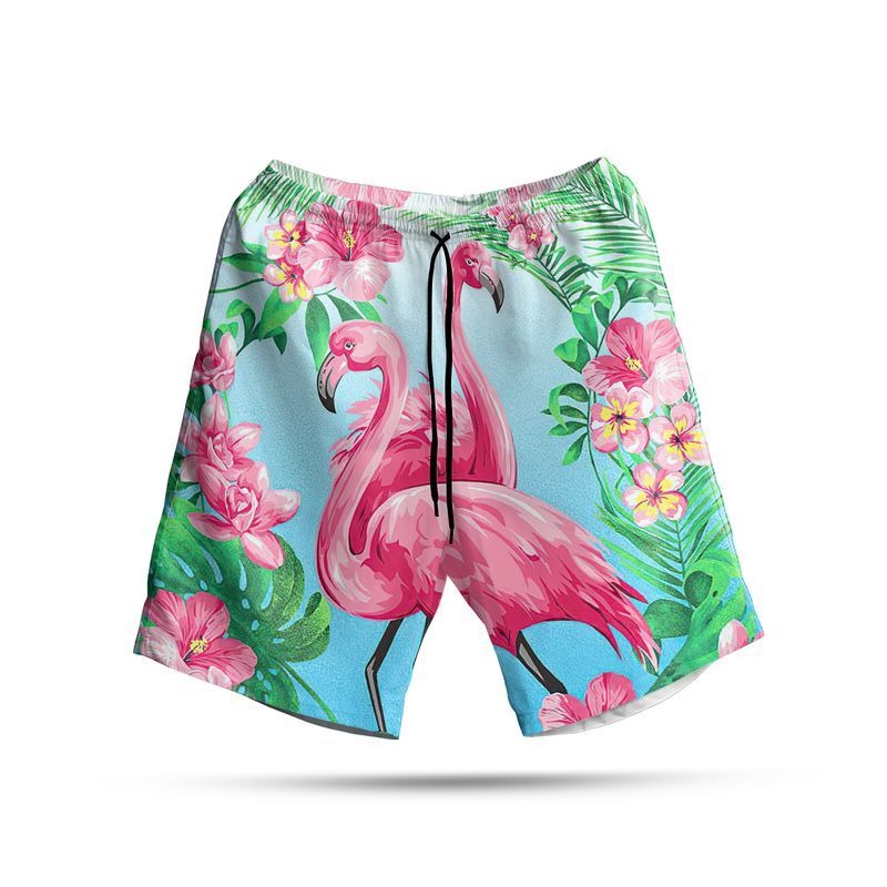 Flamingo hawaiian shirt short