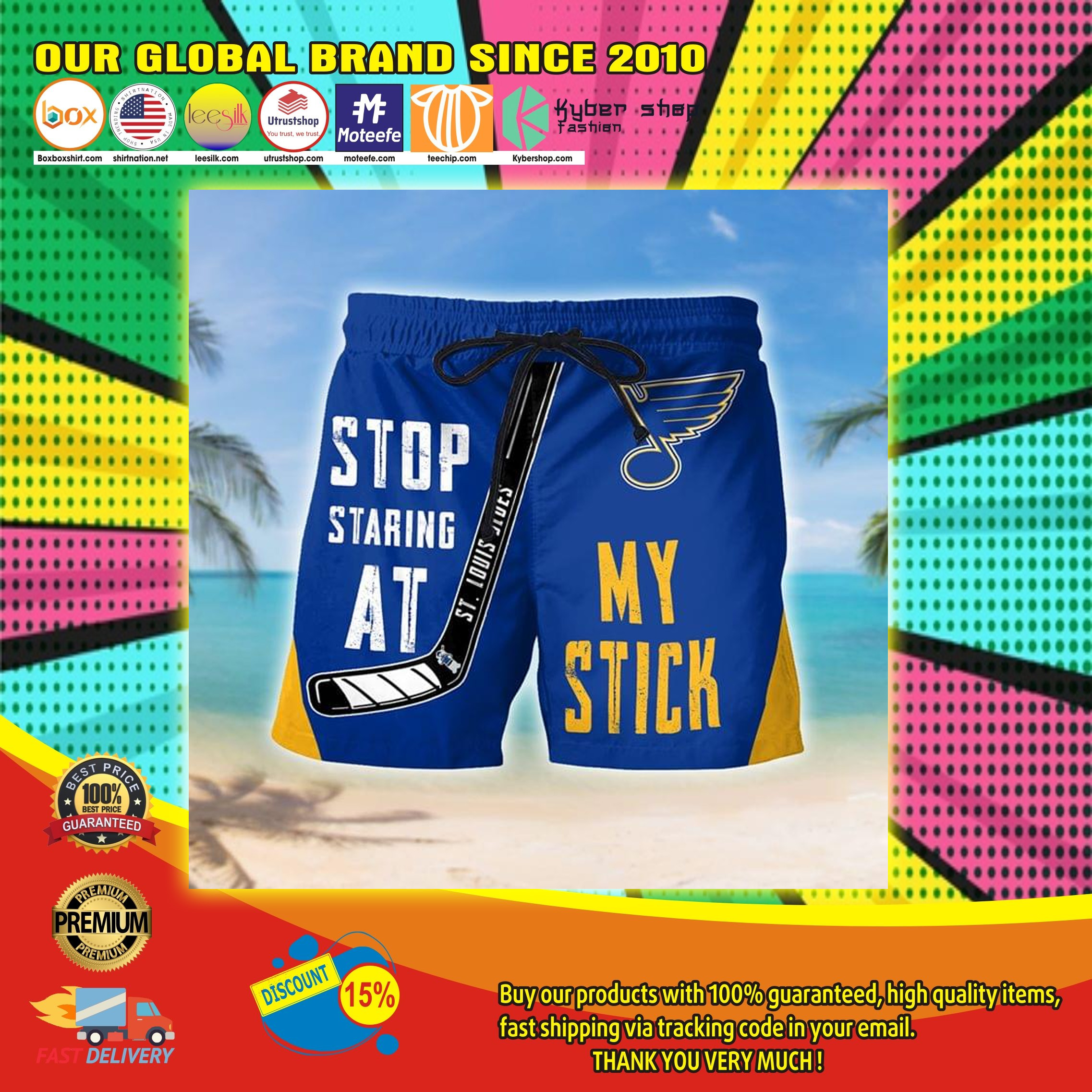 ST louis blues staring at my stick beach short 3 ST louis blues staring at my stick beach short3