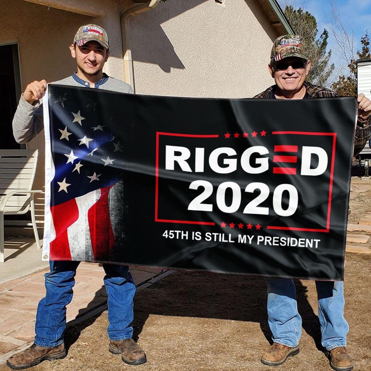 Donald Trump Rigger 2020 45th is still my president flag