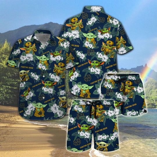 Nottre Dame Fighting Irish Yoda Hawaiian And Beach Short 4 Nottre Dame Fighting Irish Yoda Hawaiian And Beach Short1