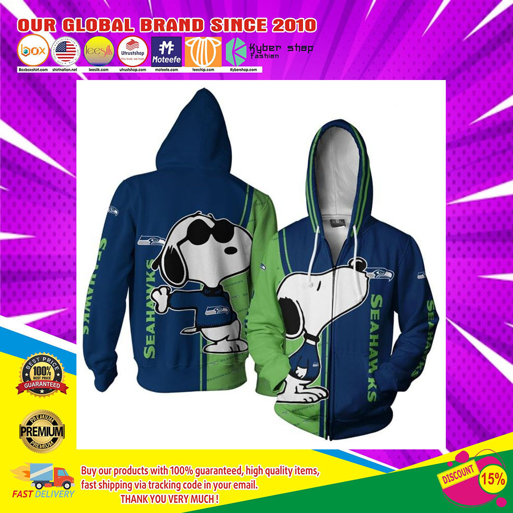 Seattle Seahawks Logo Snoopy dog 3d Over Print Hoodie3