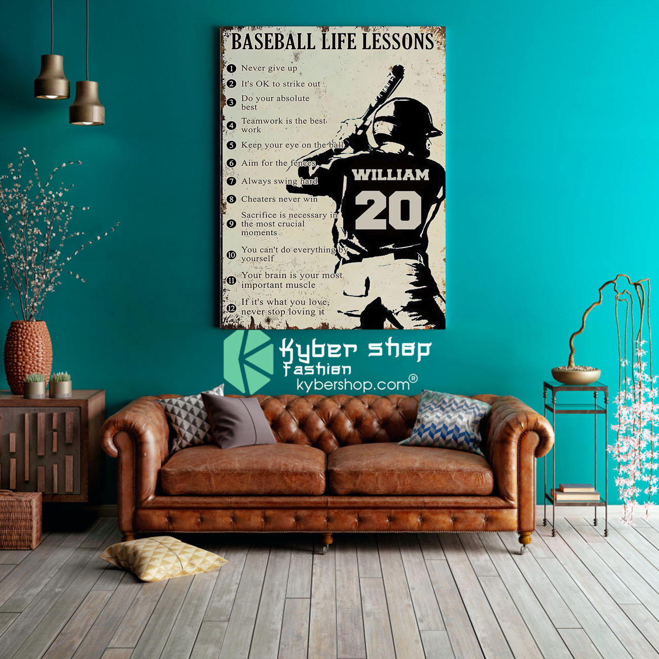Baseball life lessons never give up its ok to strike out custom name number poster 3