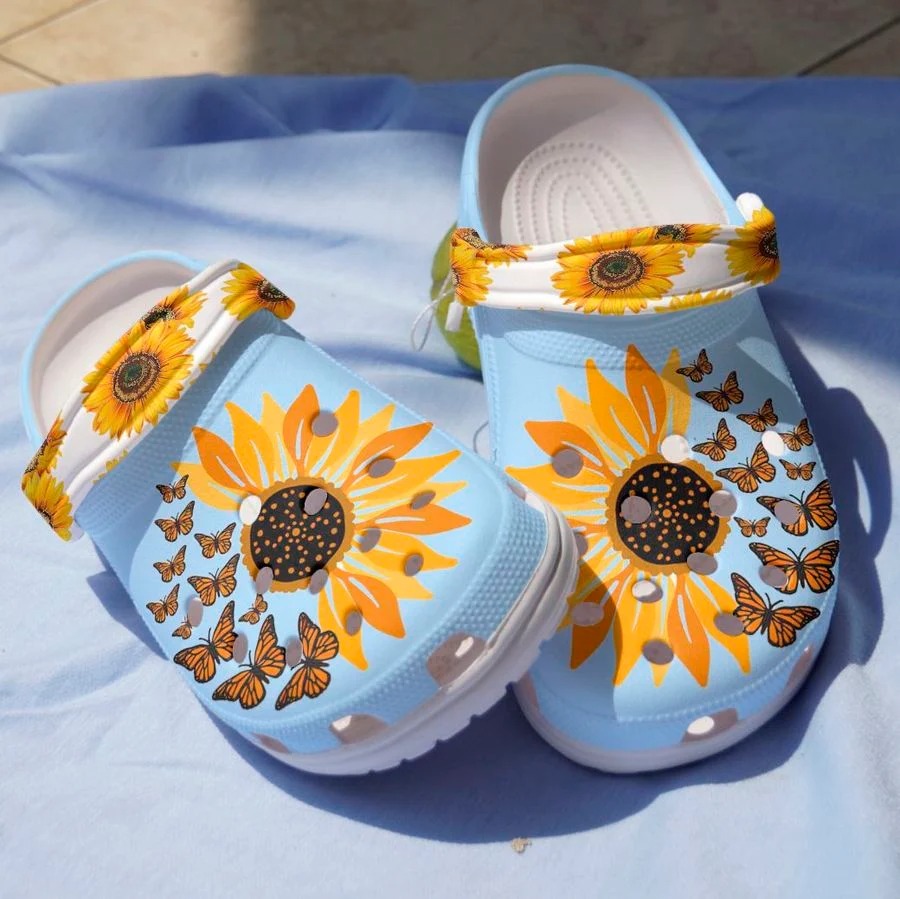 Sunflower butterfly crocs crocband clog