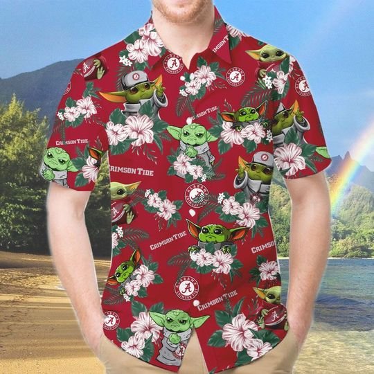 Alabama Crimson Tide And Yoda Hawaiian And Beach Short 4 Alabama Crimson Tide And Yoda Hawaiian And Beach Short