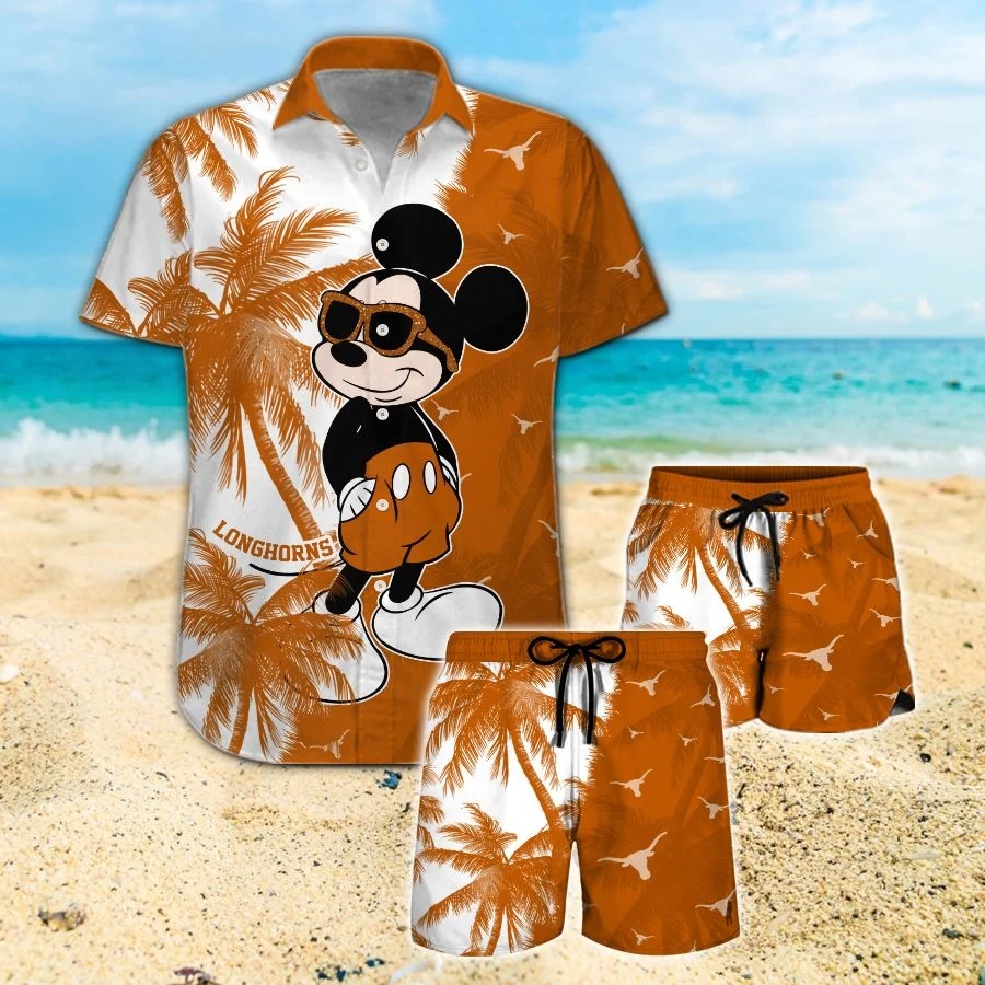 Mickey Mouse Texas Longhorns hawaiian shirt and beach short